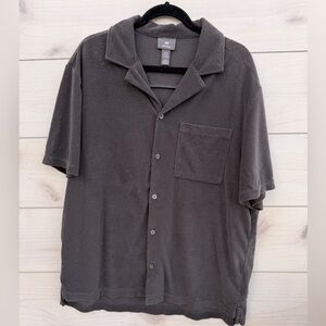 Terry Cloth Button-Down Top
